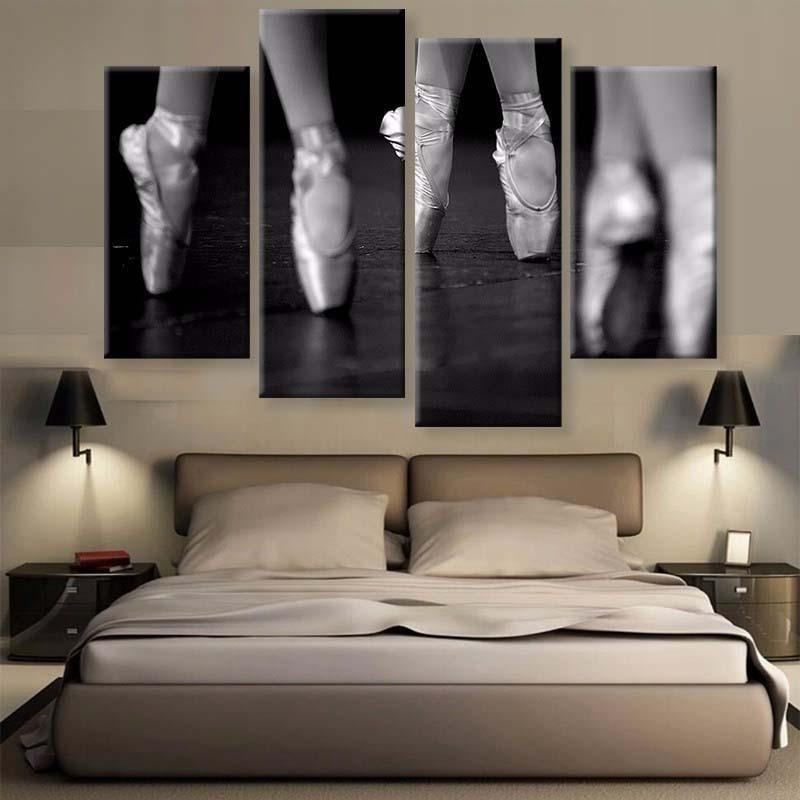 Ballet Dance 4 Piece HD Multi Panel Canvas Wall Art Frame-Original Frame