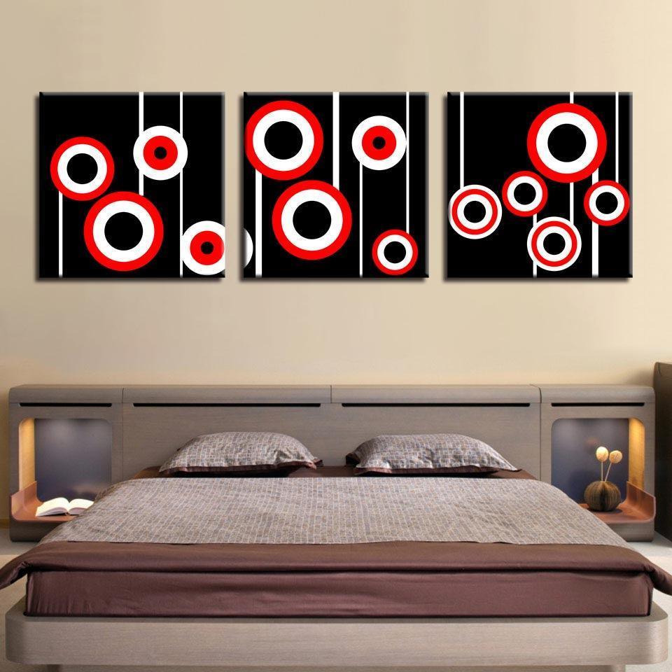 Black Abstract Print 3 Piece HD Multi Panel Canvas Wall Art Frame-Original Frame