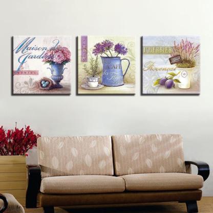 Floral Print 3 Piece HD Multi Panel Canvas Wall Art Frame-Original Frame