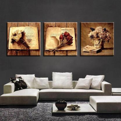 Bouquet Pictures 3 Piece HD Multi Panel Canvas Wall Art Frame-Original Frame