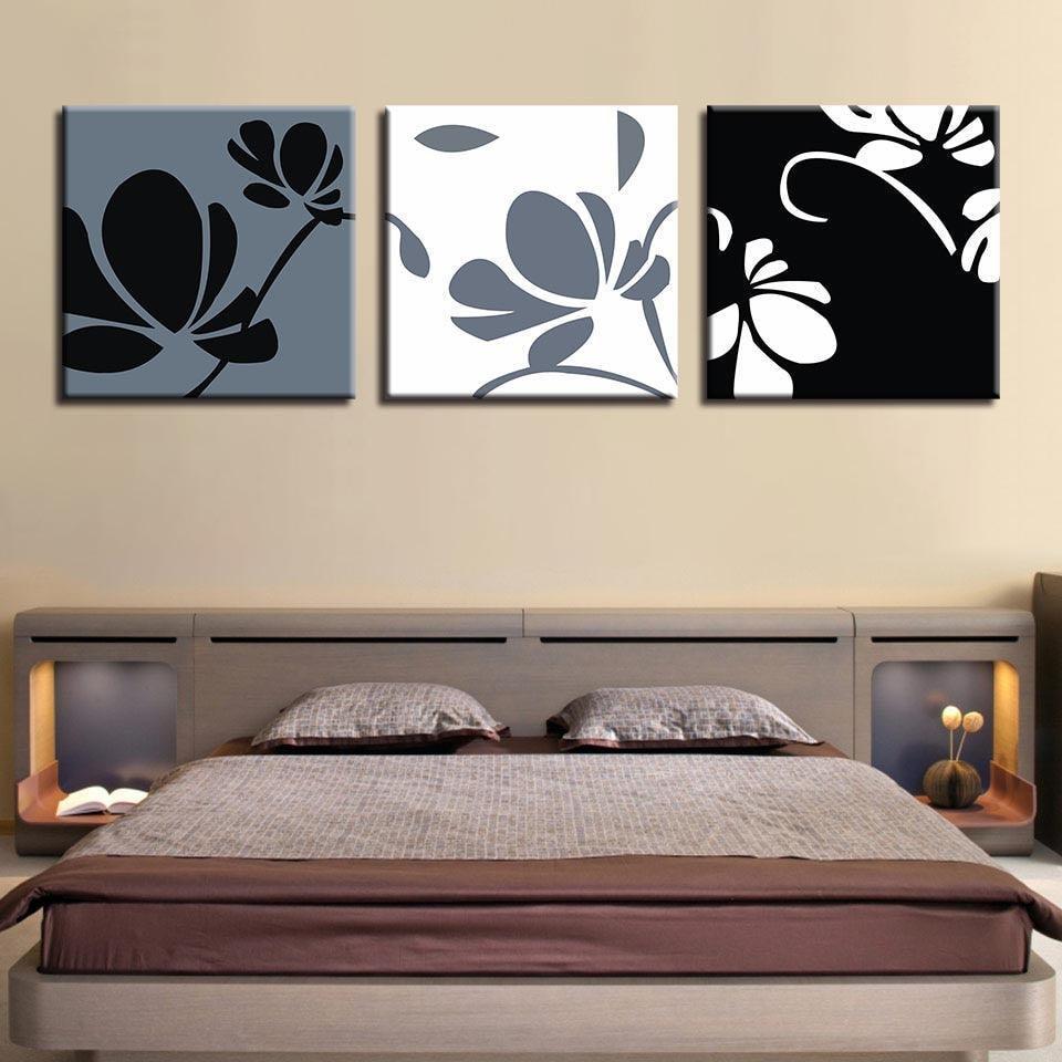 Abstract Flower Pattern 3 Piece HD Multi Panel Canvas Wall Art Frame-Original Frame