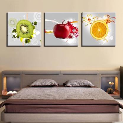 Fruits 3 Piece HD Multi Panel Canvas Wall Art Frame-Original Frame