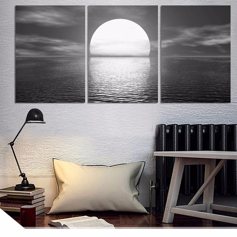 Horizon Glow Three-Panel Wall Art-Original Frame