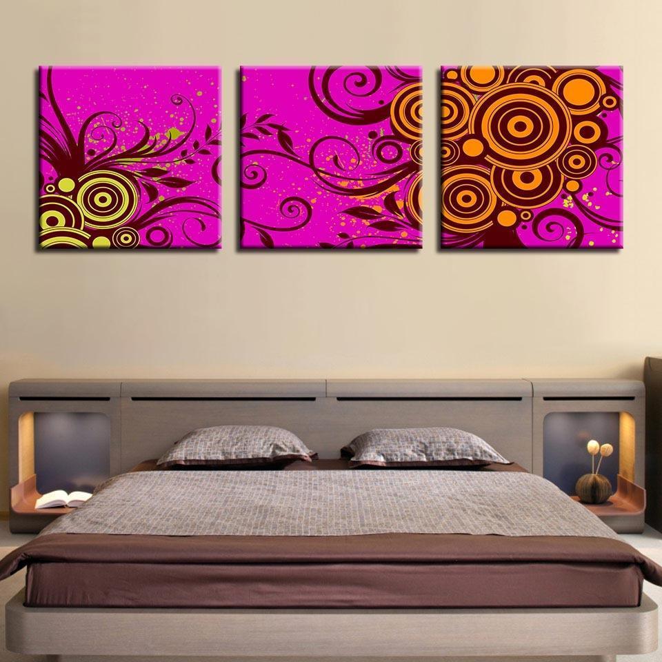 Flower Pattern 3 Piece HD Multi Panel Canvas Wall Art Frame-Original Frame