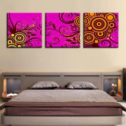 Flower Pattern 3 Piece HD Multi Panel Canvas Wall Art Frame-Original Frame