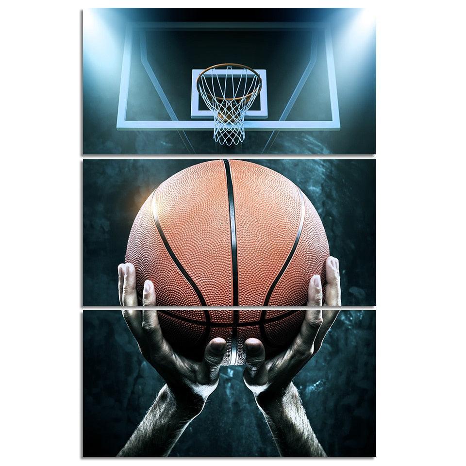 Basketball And Ball Boxes 3 Piece HD Multi Panel Canvas Wall Art Frame-Original Frame