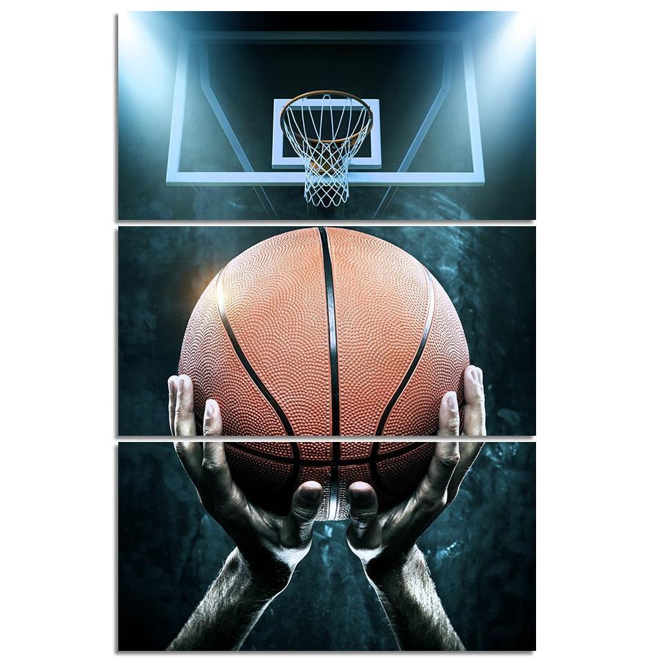 Basketball And Ball Boxes 3 Piece HD Multi Panel Canvas Wall Art Frame-Original Frame