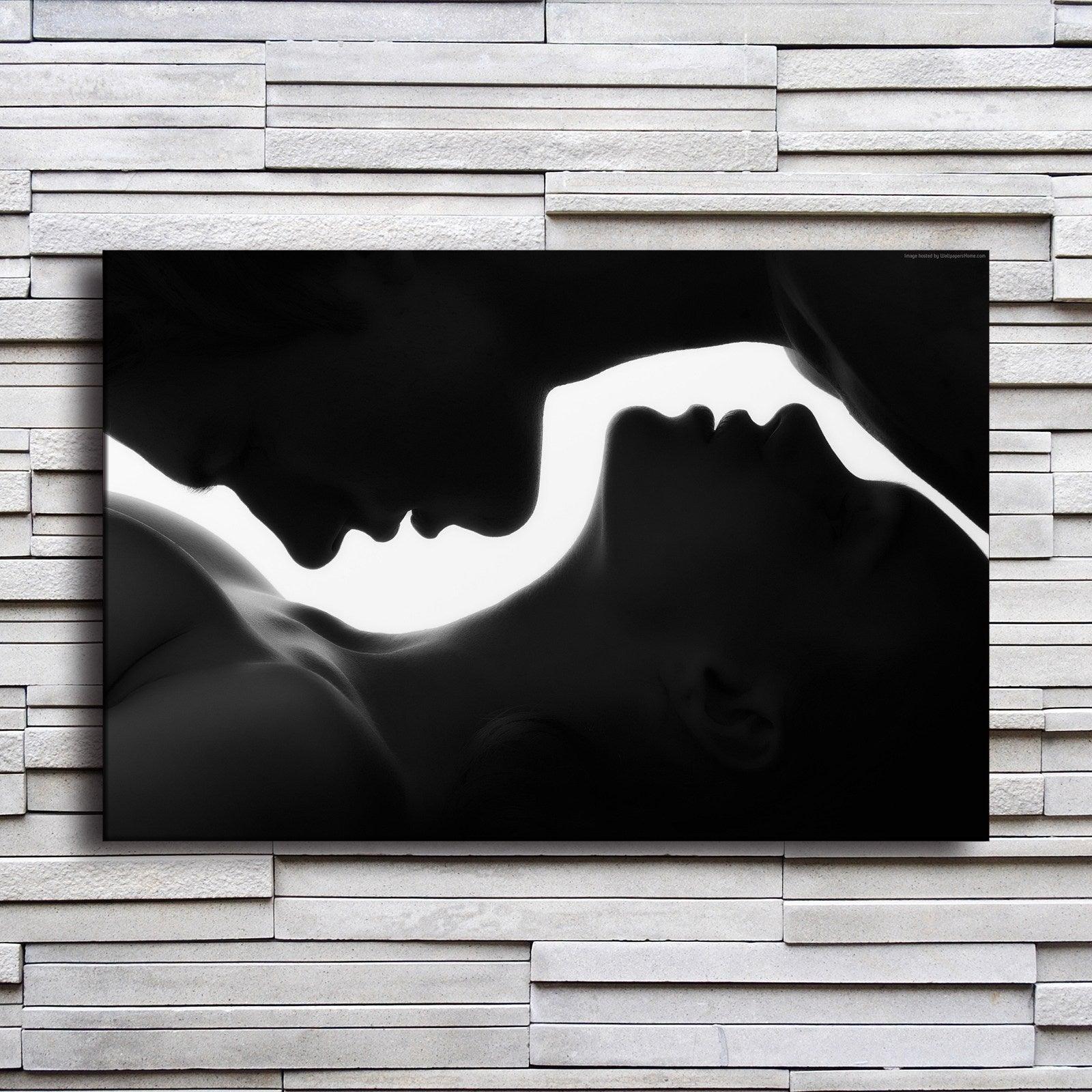 Man And Woman Silhouette 1 Piece HD Multi Panel Canvas Wall Art Frame-Original Frame