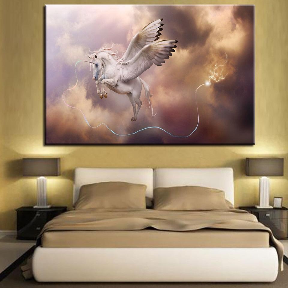 Unicorn Art 1 Piece HD Multi Panel Canvas Wall Art Frame-Original Frame