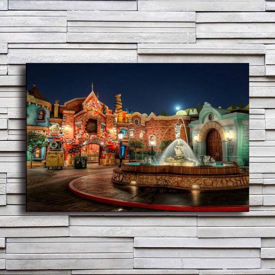 Cute Town 1 Piece HD Multi Panel Canvas Wall Art Frame-Original Frame