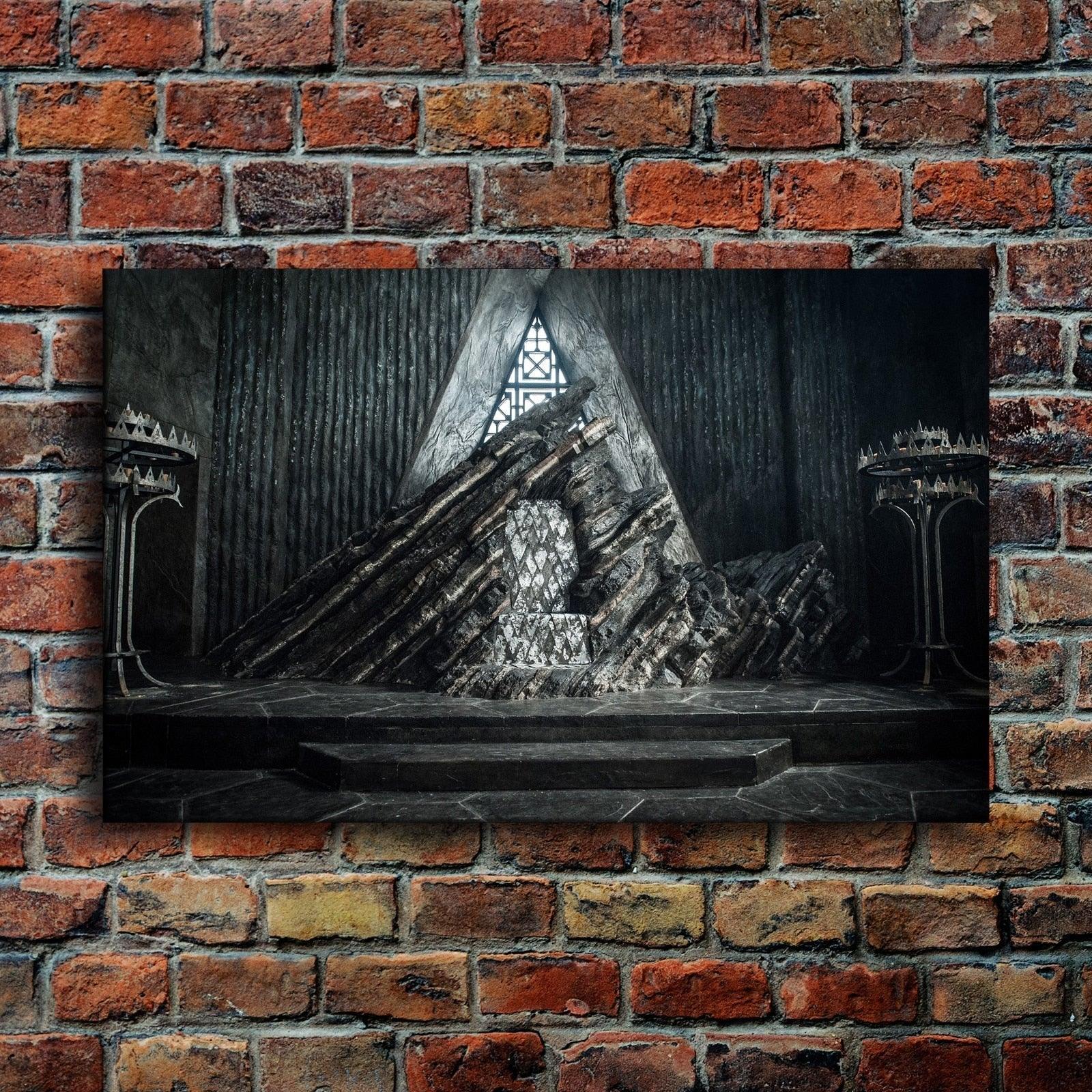 Framed 1 Piece Game Of Thrones Painting Iron Throne Scenery Poster Living Room Wall Art-Original Frame