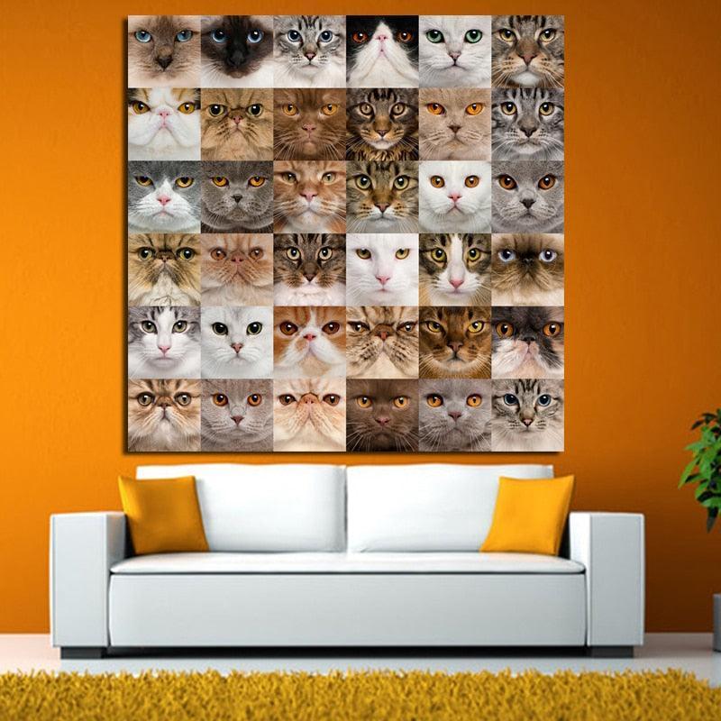 Cats 1 Piece HD Multi Panel Canvas Wall Art Frame-Original Frame