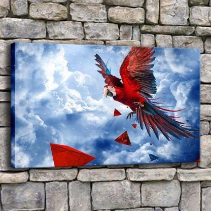 Macaw Parrot In Blue Sky 1 Piece HD Multi Panel Canvas Wall Art Frame-Original Frame