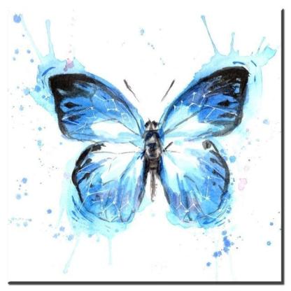 1 Piece Blue Butterfly Pictures Wall Art-Original Frame