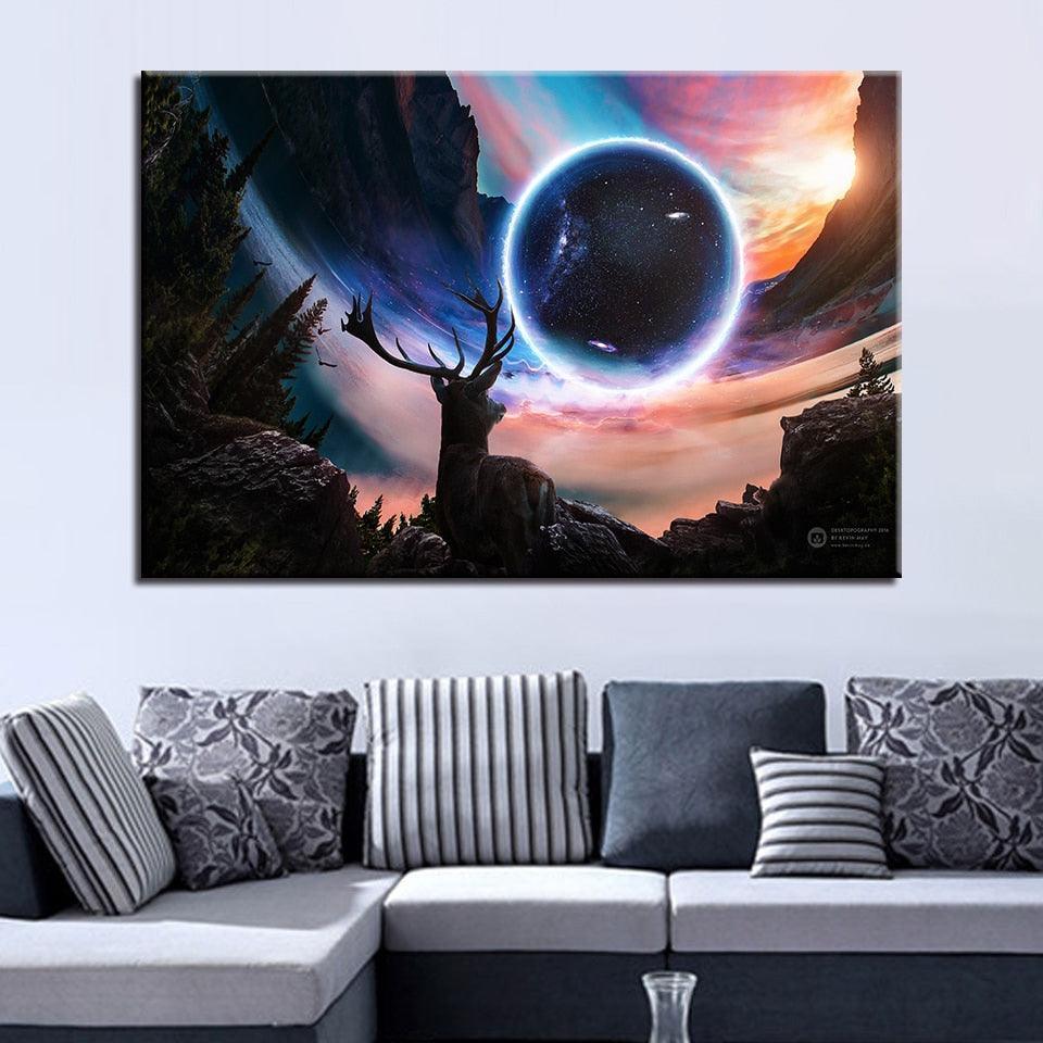 Magic Deer 1 Piece HD Multi Panel Canvas Wall Art Frame-Original Frame