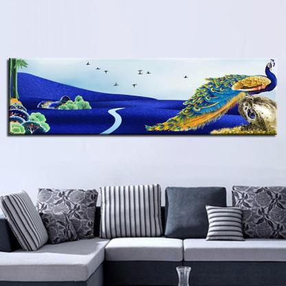 Peacock Print 1 Piece HD Multi Panel Canvas Wall Art Frame-Original Frame