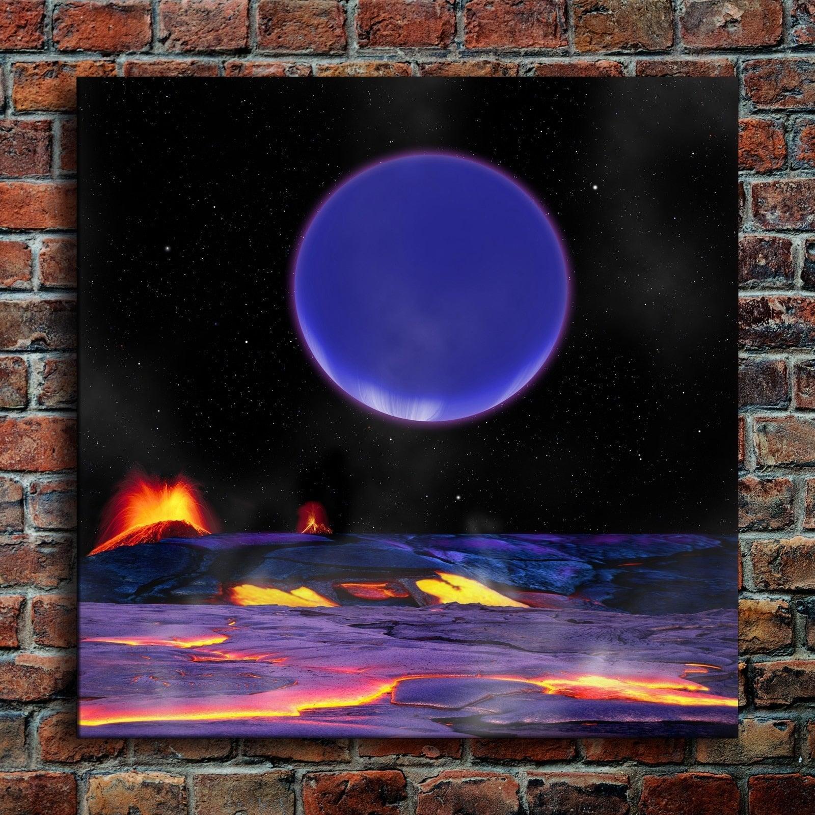 1 Piece Martian On Moon Planets Poster Outer Space Painting For Living Room Decor-Original Frame