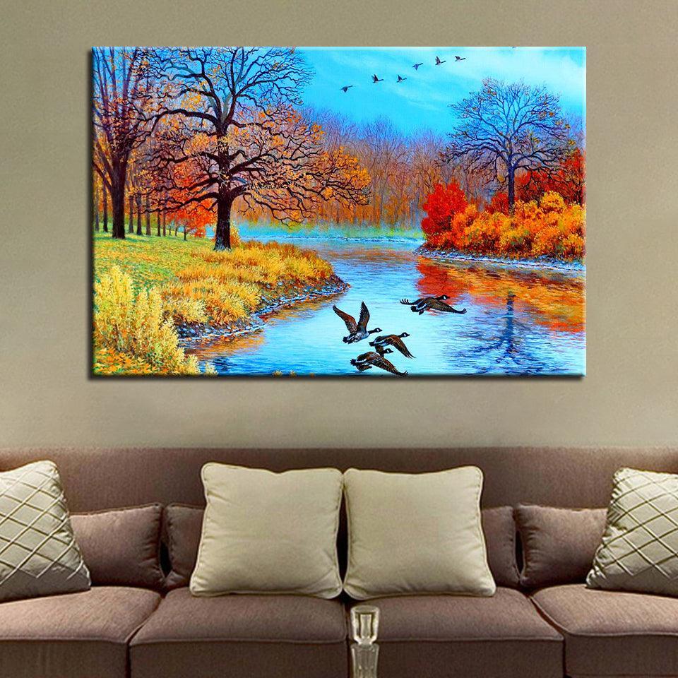 Forest In Spring 1 Piece HD Multi Panel Canvas Wall Art Frame-Original Frame