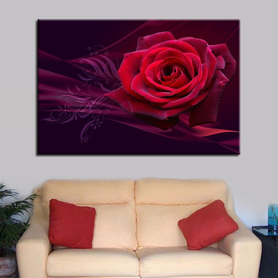 Red Rose 1 Piece HD Multi Panel Canvas Wall Art Frame-Original Frame