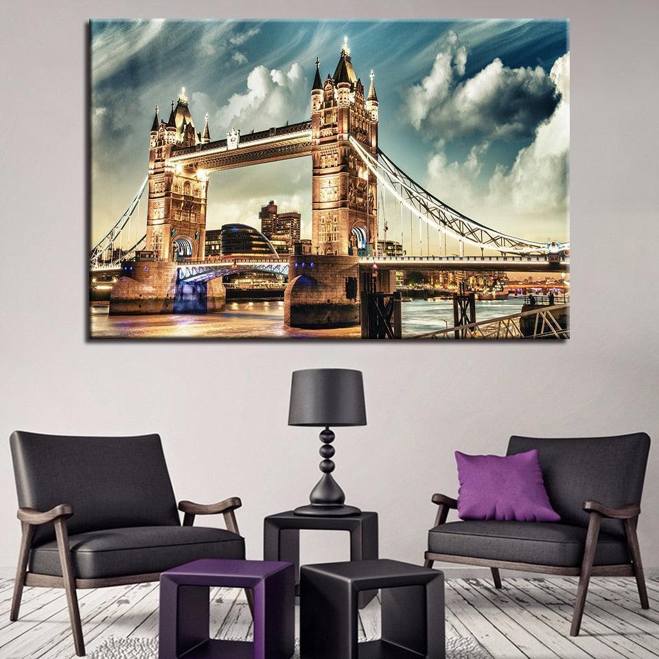 Colorful City Night View 1 Piece HD Multi Panel Canvas Wall Art Frame-Original Frame