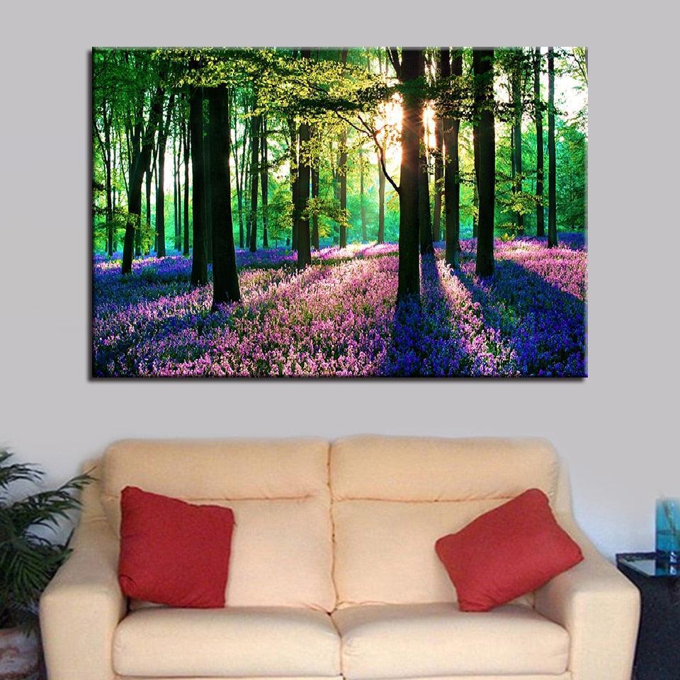 Forest Lavender 1 Piece HD Multi Panel Canvas Wall Art Frame-Original Frame