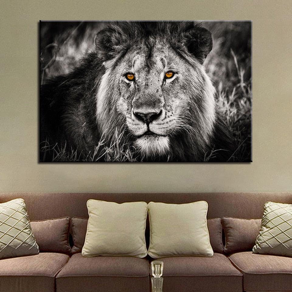 Yellow Lion 1 Piece HD Multi Panel Canvas Wall Art Frame-Original Frame