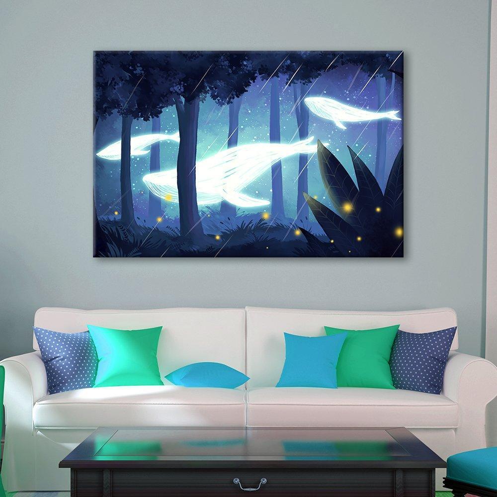 Mystical Whale Of Light 1 Piece HD Multi Panel Canvas Wall Art Frame-Original Frame