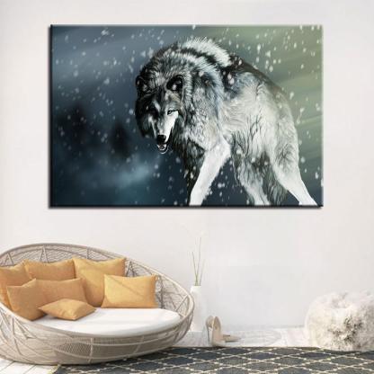 Snow Wolf 1 Piece HD Multi Panel Canvas Wall Art Frame-Original Frame