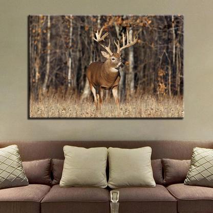 Deer Autumn 1 Piece HD Multi Panel Canvas Wall Art Frame-Original Frame