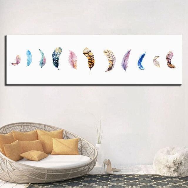 Colorful Feathers 1 Piece HD Multi Panel Canvas Wall Art Frame-Original Frame