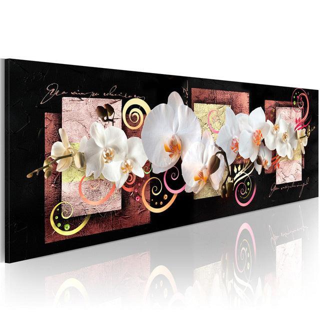 White Orchids Flowers 1 Piece HD Multi Panel Canvas Wall Art Frame-Original Frame