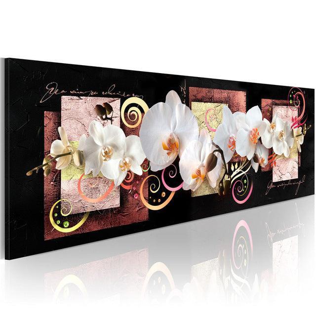 White Orchids Flowers 1 Piece HD Multi Panel Canvas Wall Art Frame-Original Frame