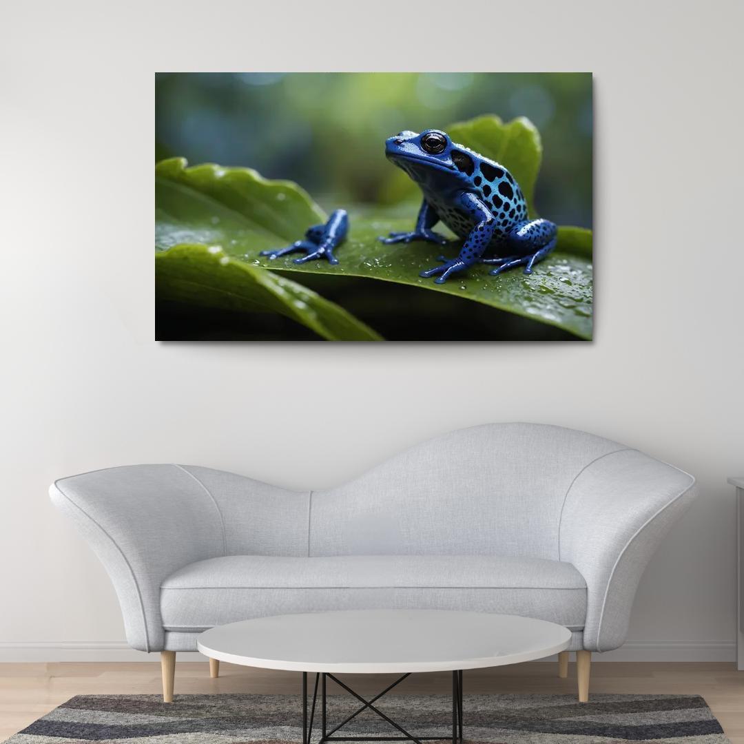The Enigmatic Blue Poison Dart Frog Canvas Paintings Frame