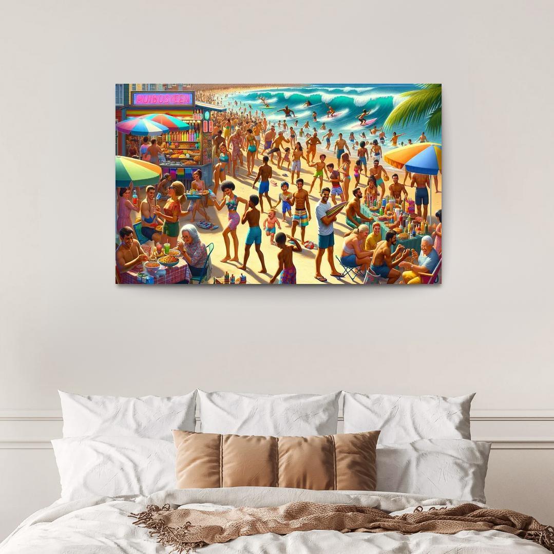 Sunshine Harbor Beach Modern Paintings Frame