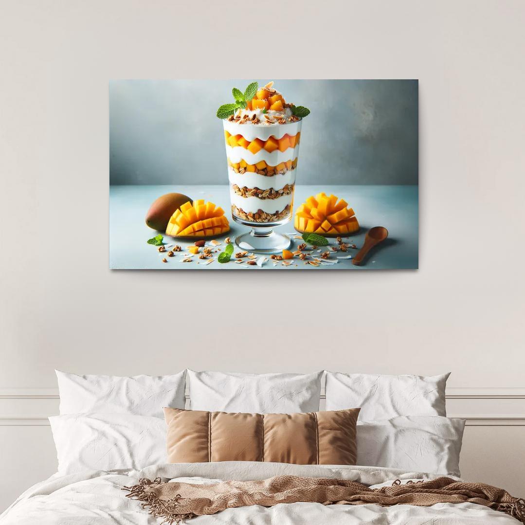 Creamy Coconut Mango Parfait 1 Piece HD Canvas Wall Art-Original Frame