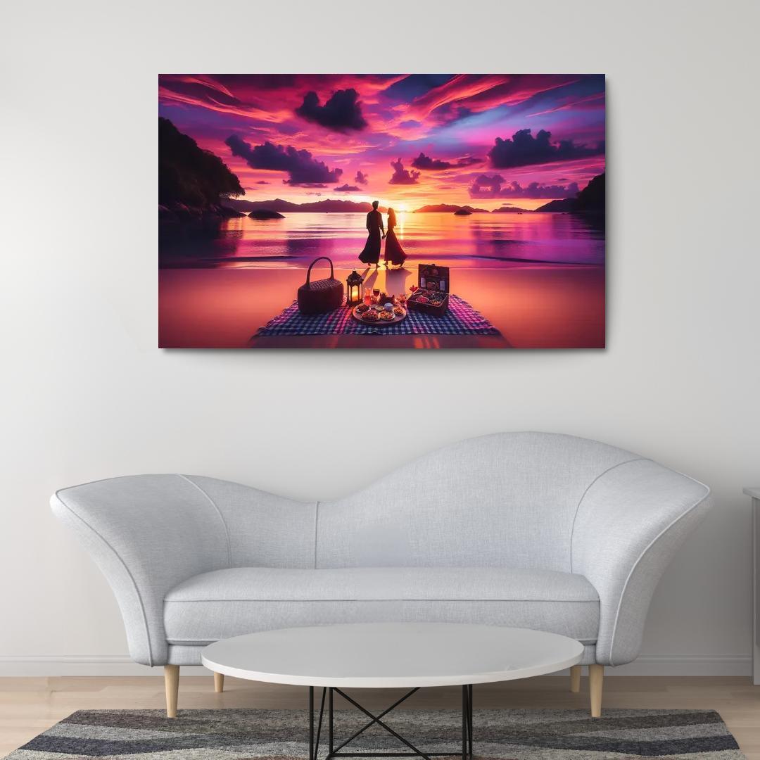 Sunset Vista Romantic Getaway Modern Paintings Frame
