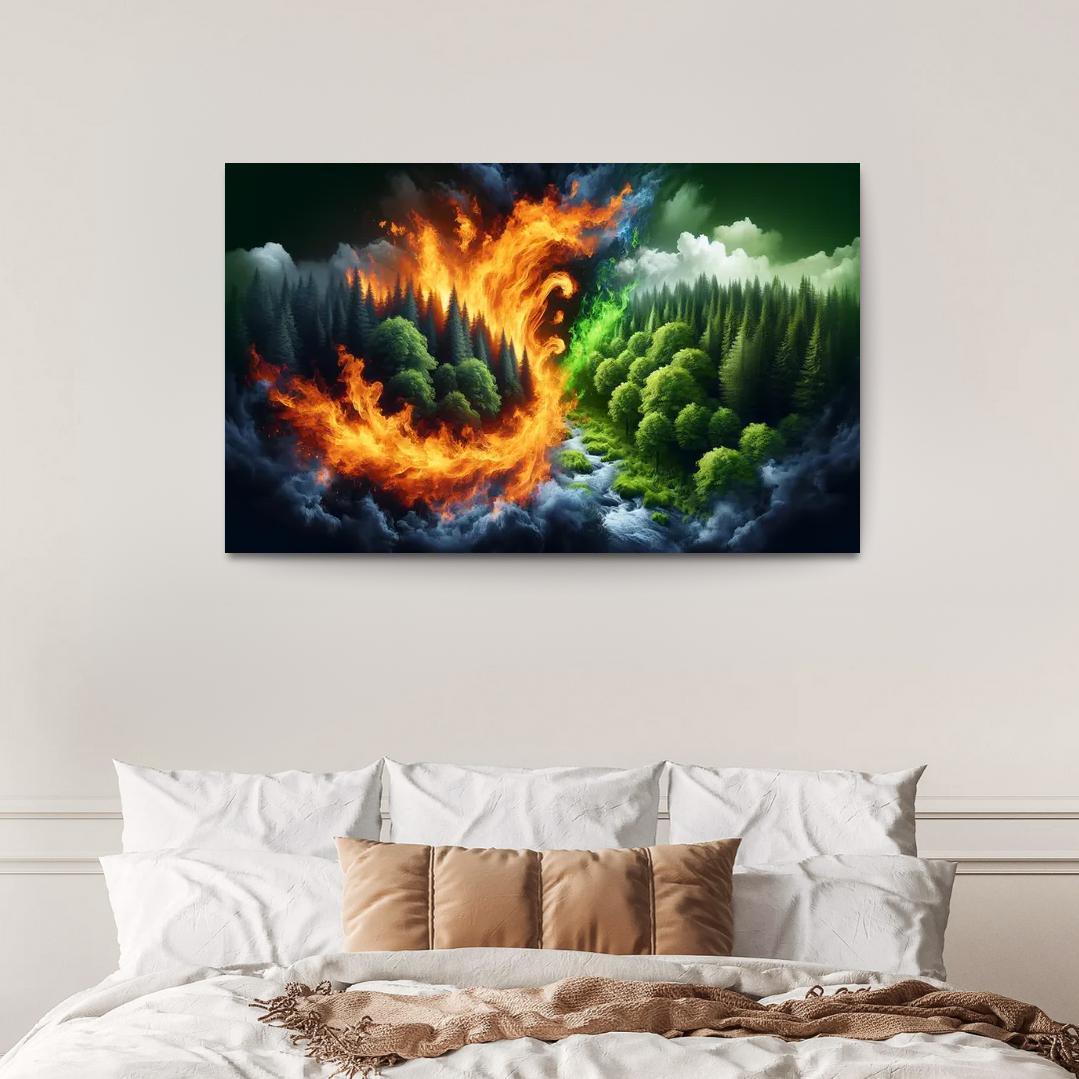 Flames of Awareness The Reality of Wildfires 1 Piece HD Canvas Wall Art-Original Frame