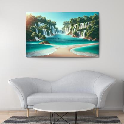 Secret Waterfalls Beach A Hidden Oasis Canvas Paintings Frame