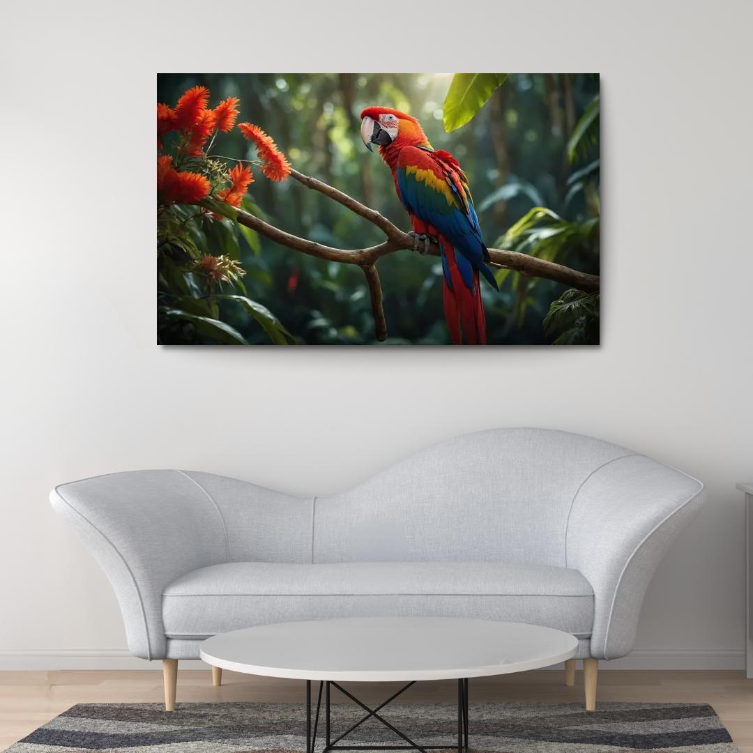 The Vibrant Scarlet Macaw Colorful Messenger Of The Rainforest Modern Paintings Frame