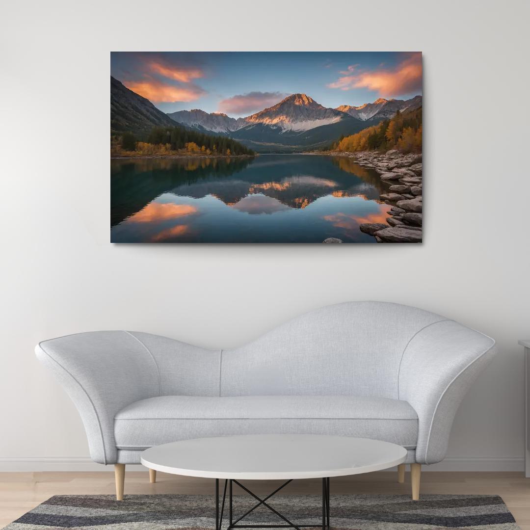 The Stillness Of Mirror Lakes Oil Paintings Frame