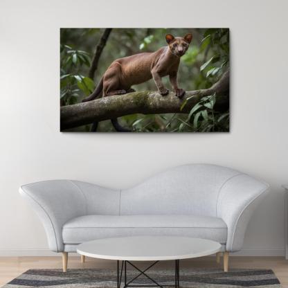 The Unique Fossa In Madagascar's Forests Framed Paintings