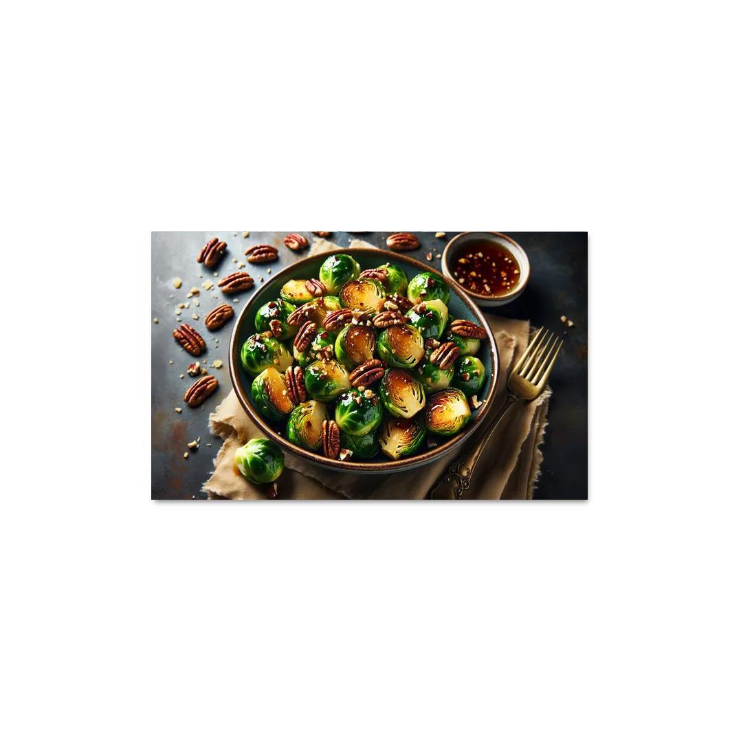 Cinnamon Maple Roasted Brussels Sprouts 1 Piece HD Canvas Wall Art-Original Frame