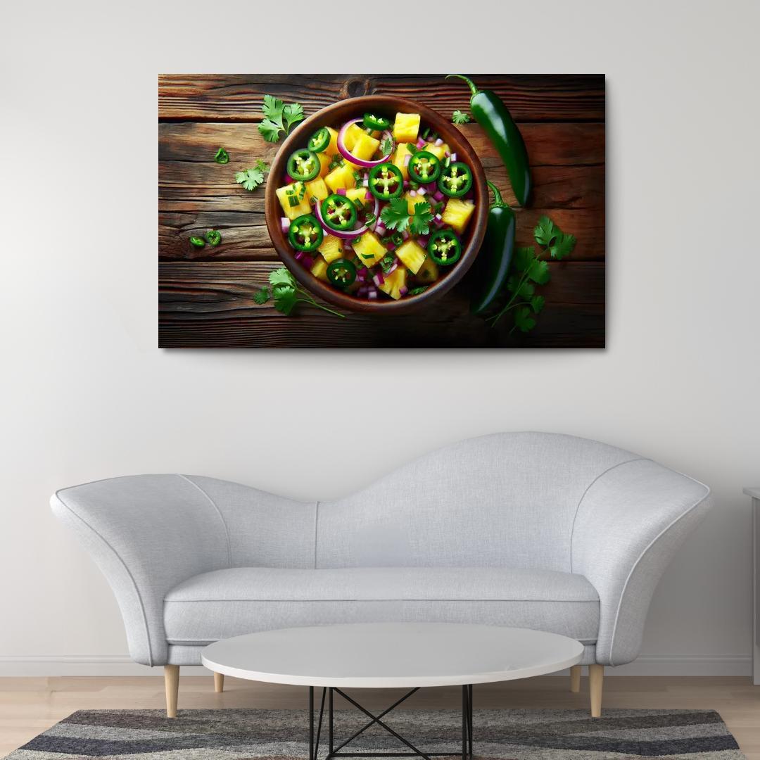 Spicy Pineapple Salsa 1 Piece HD Canvas Wall Art-Original Frame