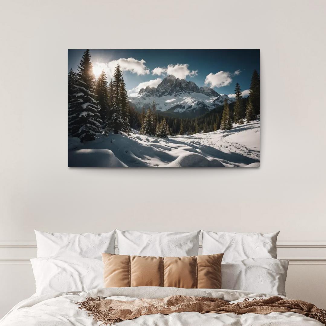The Serene Peaks Of Snowy Mountain Range Multi-panel Paintings