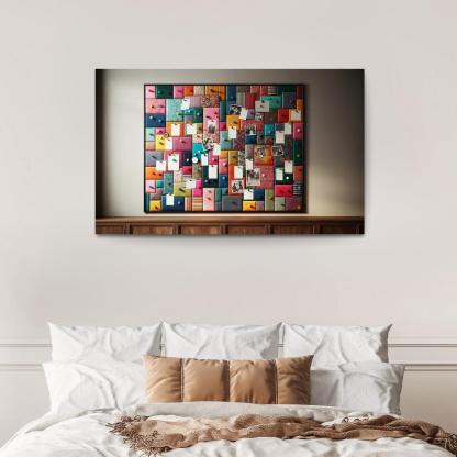 Fabric-Covered Cork Bulletin Board 1 Piece HD Canvas Wall Art-Original Frame