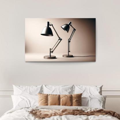Contemporary Floor Lamp with Adjustable Shade 1 Piece HD Canvas Wall Art-Original Frame
