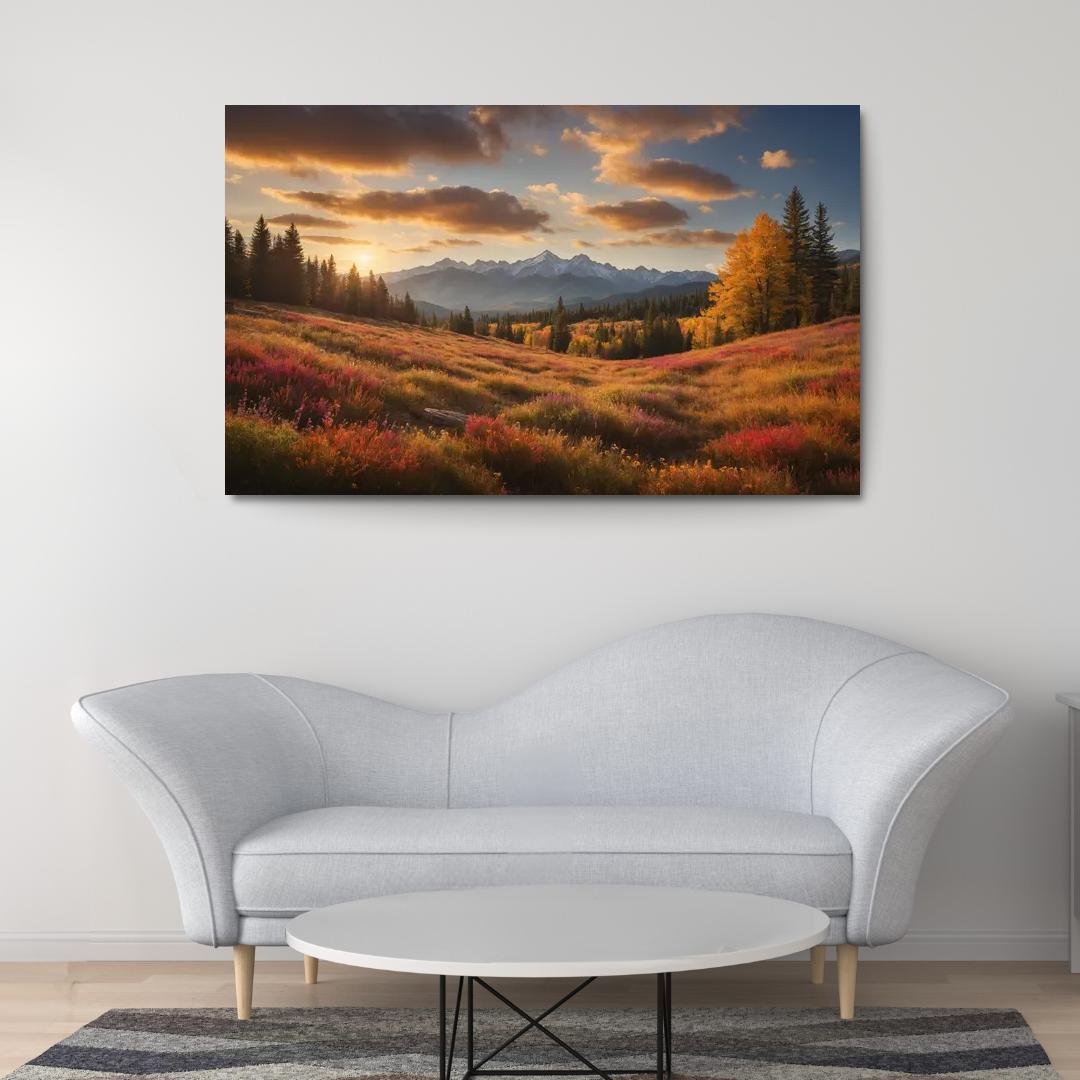 The Radiant Colors of Autumn Meadow 1 Piece HD Canvas Wall Art-Original Frame