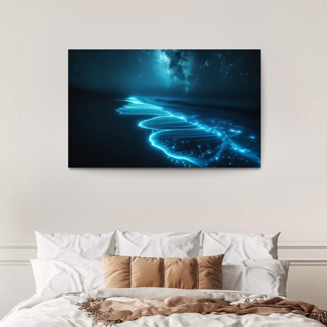 Moonlit Shores An Enchanting Nighttime Escape Custom Paintings Frame