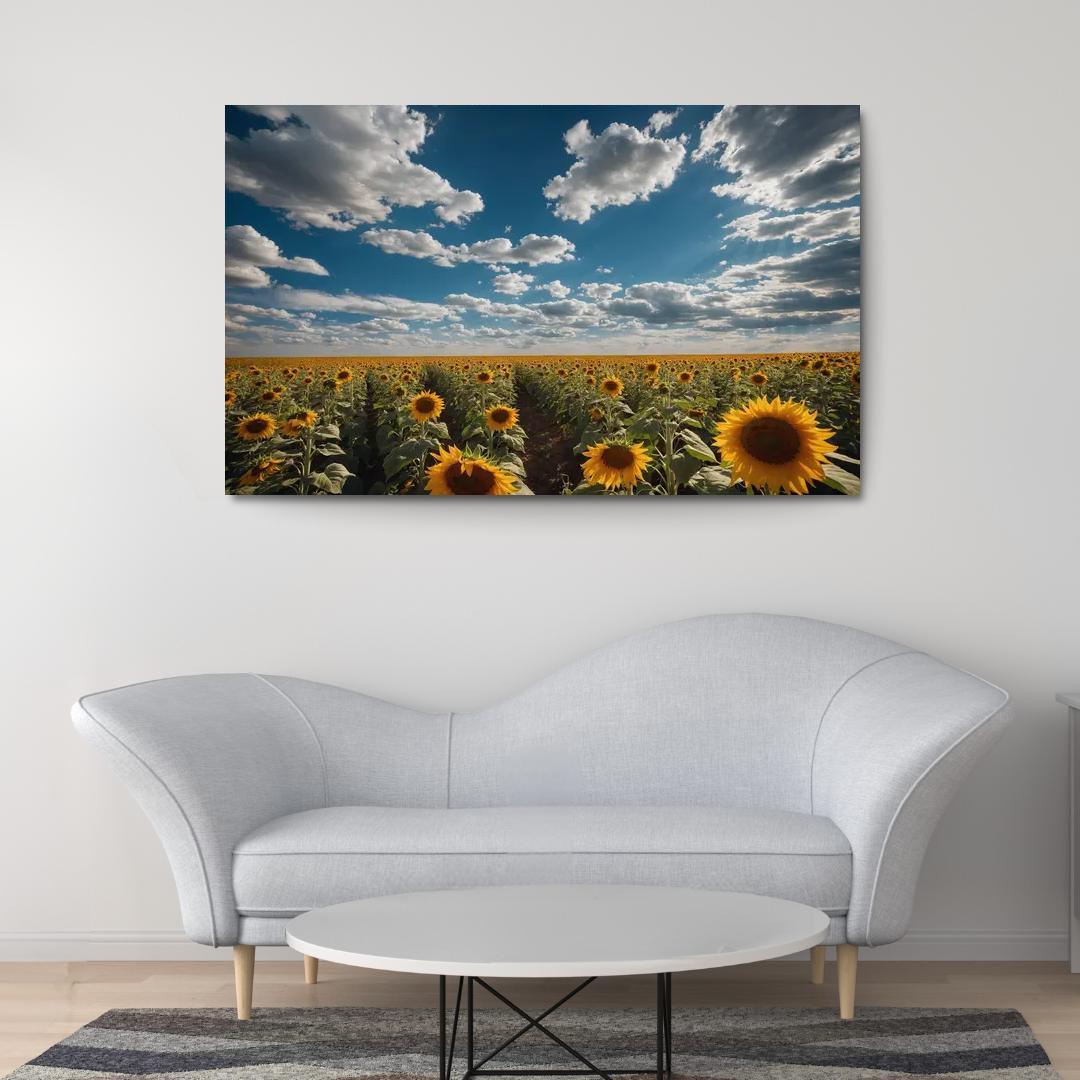 The Radiant Fields Of Golden Sunflowers Oil Paintings Frame