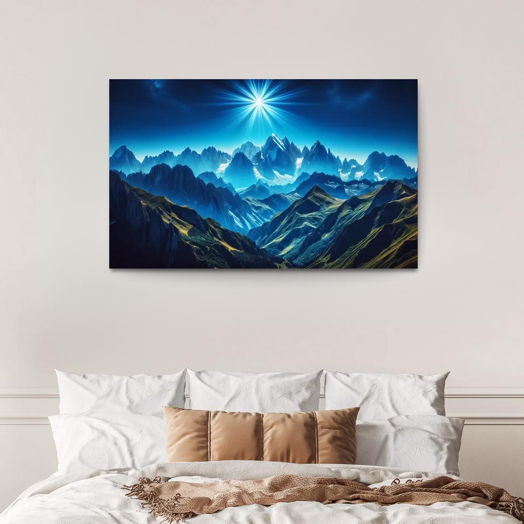 The Majestic Peaks Of Azure Mountain Range Custom Paintings Frame